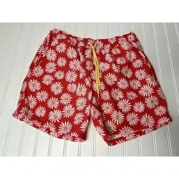 J. Crew Floral Print 6" Flex Swimwear Swim Trunks Board Shorts Men's Medium - Picture 1 of 2